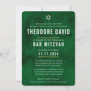 MODERNE BAR MITZVAH Rein grünes Muster Einladung