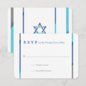 Moderne Bar Mitzvah RSVP-Karten | Blau + Aquamarin RSVP Karte (Vorne/Hinten)