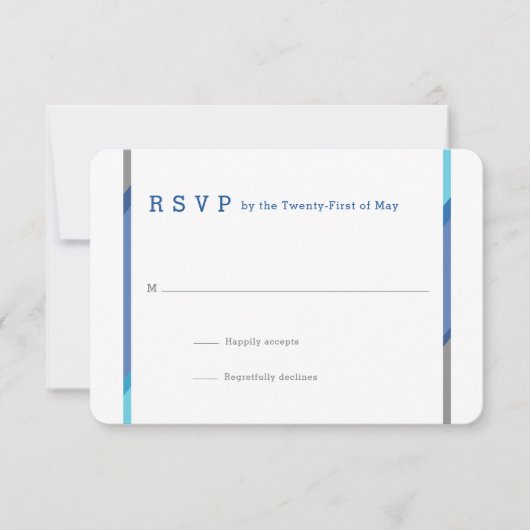 Moderne Bar Mitzvah RSVP-Karten | Blau + Aquamarin RSVP Karte (Vorderseite)