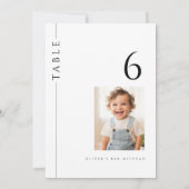 Moderne Bar Mitzvah-Tischnummer mit Fotografie Einladung (Rückseite)