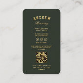 Moderne Barber Green Scissors Elegantes Gold Visitenkarte (Rückseite)