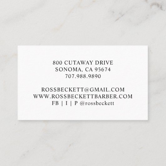Moderne Barberhaar-Stylist-Clippers - Visitenkarte (Rückseite)