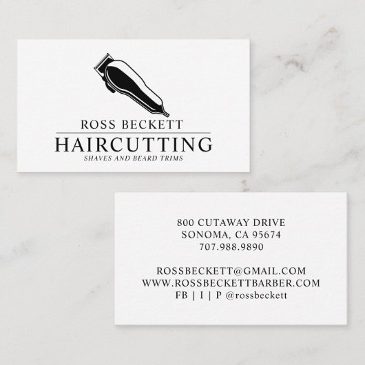 Moderne Barberhaar-Stylist-Clippers - Visitenkarte (Vorne/Hinten)