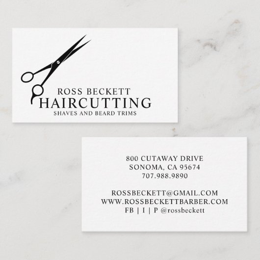 Moderne Barberhaar-Stylist-Schere - Visitenkarte (Vorne/Hinten)