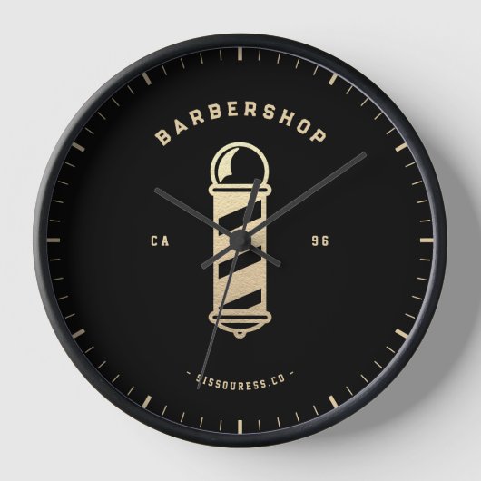 Moderne Barbershop Gold Scheren Minimalistisch Sti Uhr (Vorderseite)