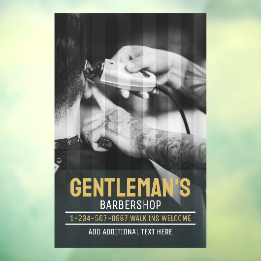 Moderne Barbershop Schwarz und Weiß Trimm anpassen Fensteraufkleber (Blatt 3)