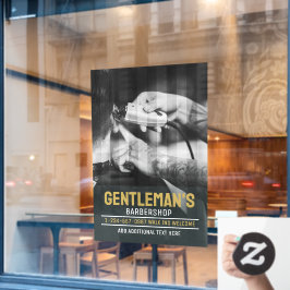 Moderne Barbershop Schwarz und Weiß Trimm anpassen Fensteraufkleber