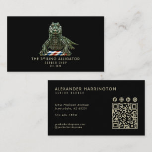 Moderne Barbier Shop Alligator Qr Code Soziale Ico Visitenkarte