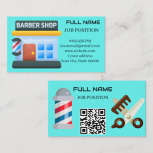 Moderne Barbier Shop QR-Code Friseursalon Himmelbl Visitenkarte