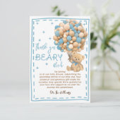 Moderne Bärenblasen warten frühzeitig auf blaue Ba Dankeskarte (Stehend Vorderseite)