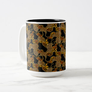 Moderne Barock Glamour-Tierdruck mit Ketten  Zweifarbige Tasse
