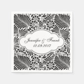 Moderne Barockblumen in Schwarz und Weiß Serviette (Vorderseite)