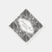 Moderne Barockblumen in Schwarz und Weiß Serviette (Ecke)