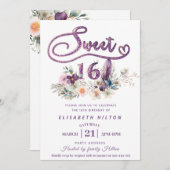 Moderne barocke Blumentypografie des Glitzer Einladung (Vorne/Hinten)