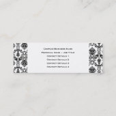 Moderne barocke dünne Website-Visitenkarte Mini Visitenkarte (Rückseite)