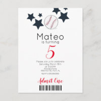 Moderne Baseball-Muster-Ticket-Party-Stil   