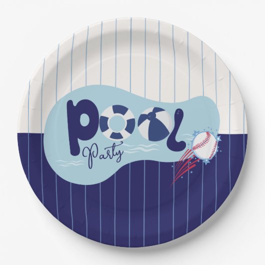 Moderne Baseball-Pool-Geburtstagsfeier Pappteller (Vorderseite)