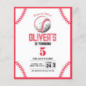 Moderne Baseball Stitches Budget Geburtstag Einlad (Vorderseite)