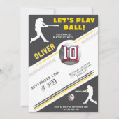 Moderne Baseballspieler-Themen-Geburtstag Einladung (Vorderseite)