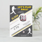 Moderne Baseballspieler-Themen-Geburtstag Einladung (Stehend Vorderseite)