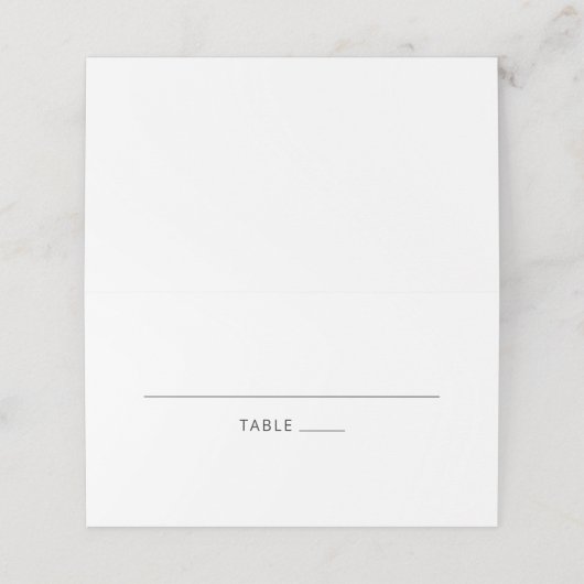 Moderne Basic White Blank Bold Typografy Wedding Platzkarte (Außenseite Aufgefaltet)