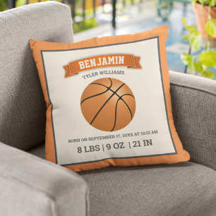 Moderne Basketball-Baby-Geburtsstatistik Kissen