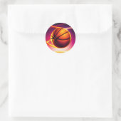 Moderne Basketball Ball Vivid Sports Runder Aufkleber (Tasche)