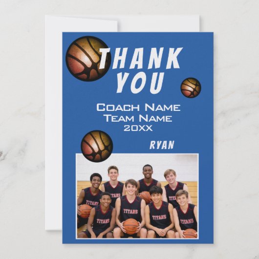 Moderne Basketball-Foto Danke Trainer (Vorderseite)