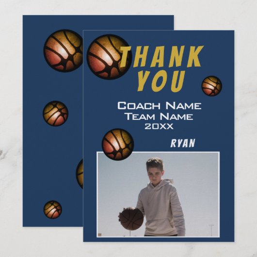 Moderne Basketball-Foto Danke Trainer (Vorne/Hinten)
