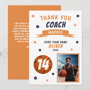 Moderne Basketball-Foto-Dankeschön-Trainer-Karte Dankeskarte