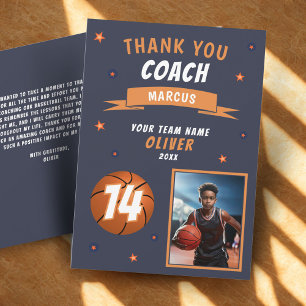 Moderne Basketball-Foto-Dankeschön-Trainer-Karte Dankeskarte