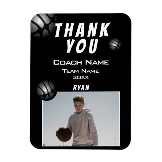 Moderne Basketball-Foto Dankeschön Trainer Magnet (Vertikal)