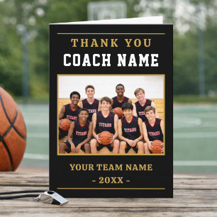 Moderne Basketball-Mannschaftsfoto Coach Dankeskarte