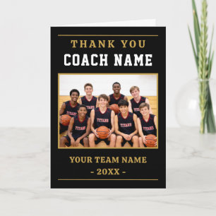 Moderne Basketball-Mannschaftsfoto Coach Dankeskarte