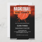 Moderne Basketball Orange Ball Baby Dusche Einladung (Vorderseite)