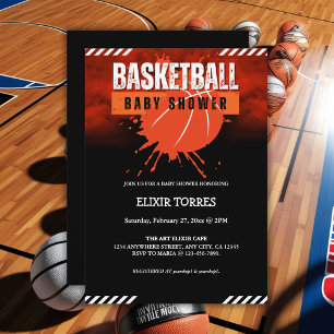 Moderne Basketball Orange Ball Baby Dusche Einladung