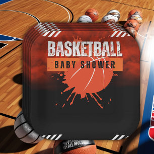 Moderne Basketball Orange Ball Baby Dusche Pappteller