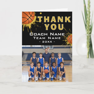 Moderne Basketball-Teamfoto Coach Dankeskarte