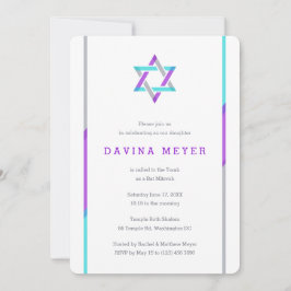 Moderne Bat Mitzvah Einladungen | LILA + AQUAMARIN