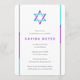 Moderne Bat Mitzvah Einladungen | LILA + AQUAMARIN