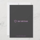 Moderne Bat Mitzvah Invitititiation - Dunkelgrau u Einladung (Rückseite)
