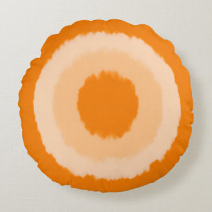 Moderne Batik-Kreise der Stämme - Mandarin orange Rundes Kissen