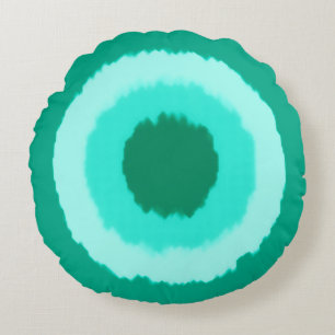 Moderne Batik-Kreise - Türkis und Aqua Rundes Kissen
