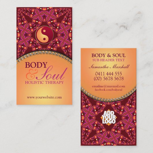 Moderne Batik New Age Holistic Business Card Visitenkarte (Vorne/Hinten)