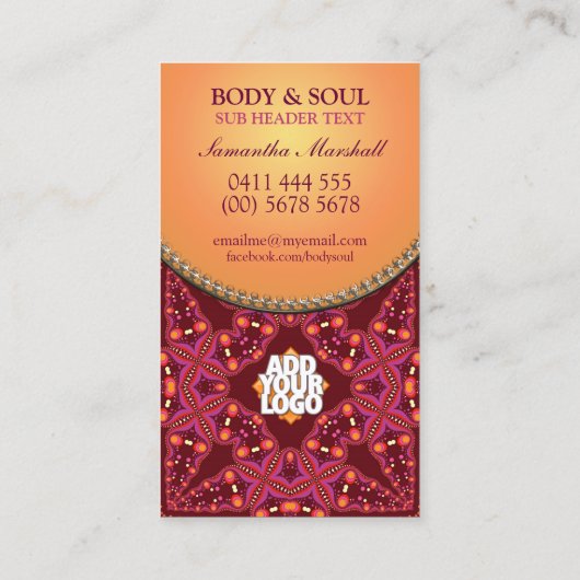 Moderne Batik New Age Holistic Business Card Visitenkarte (Rückseite)