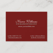 Moderne Batik Red + Silver Big Business Card Visitenkarte (Rückseite)