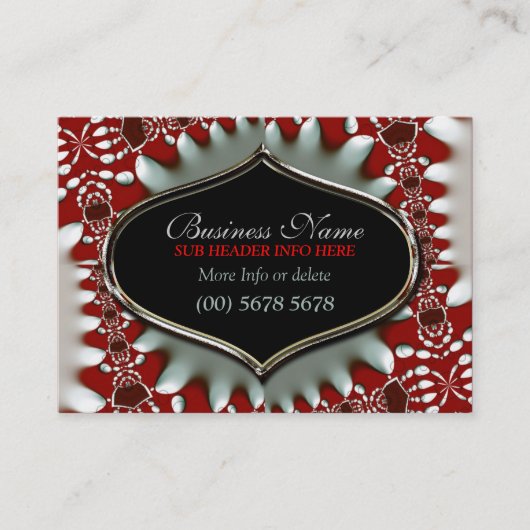 Moderne Batik Red + Silver Big Business Card Visitenkarte (Vorderseite)