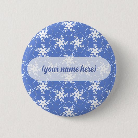 Moderne Batikmuster weiße Jasmin-Blume Button (Vorderseite)