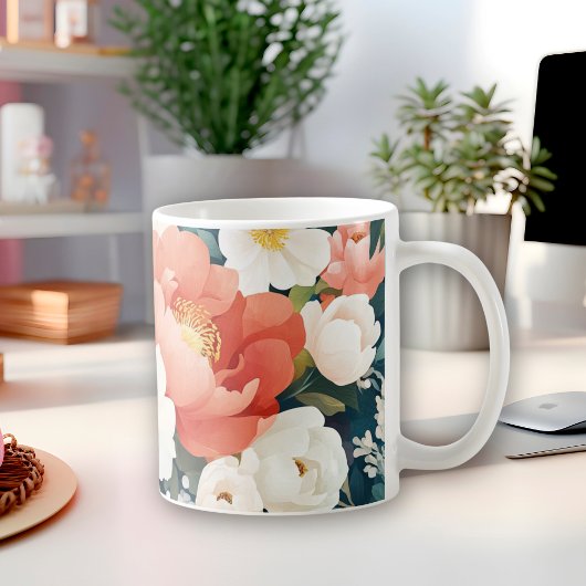Moderne Bauern Bläserwarme orange-weiße Blume Kaffeetasse