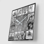 Moderne Bauernfamilie Foto Collage Quadratische Wanduhr (Winkel)